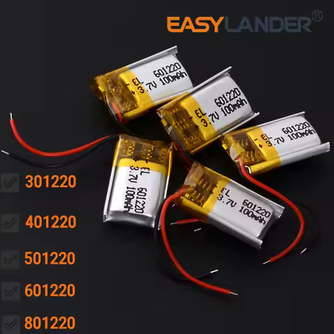 5Pcs/Lot 301220 60mAh 401220 501220 3.7V 100mAh 601220 Rechargeable Lipo li Polymer Li-ion Battery