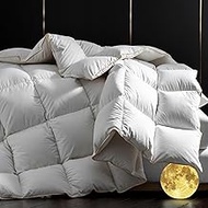 HANYUN Organic Cotton Goose Down Comforter - All Seasons Cal King Size Duvet Insert Solid White Duve