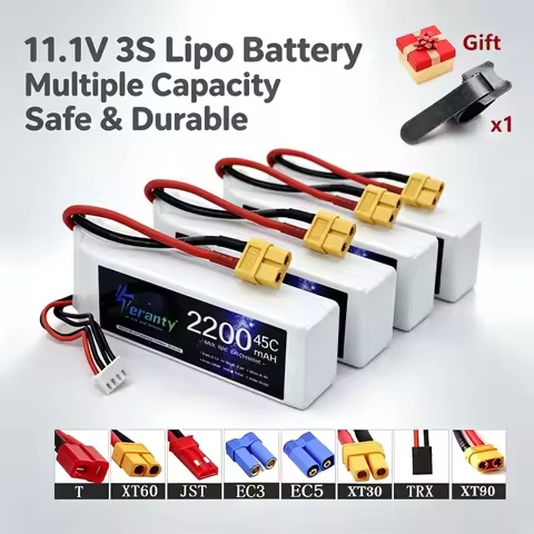11.1V 3S LiPo Battery 2200mAh 45C with T JST XT30 XT60 Plug for Drone RC Helicopter Aircraft Quadcop