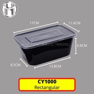 CY1000R- 1000 Black Rectangular Food Container - bekas hitam / bekas makanan takeaway