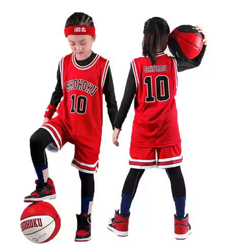 Anime Shohoku Kids Basketball Shirt RUKAWA Sakuragi Basketball Jersey MIYAGI Sports Child Set Cospla