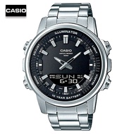 Velashop นาฬิกาข้อมือผู้ชายคาสิโอ 2 ระบบ อะนาล็อค - ดิจิตอล  CASIO Standard Analog - Digital สายสแตนเลส รุ่น AMW-880D-1AVDF, AMW-880D-1A, AMW-880D, AMW880D, AMW-880