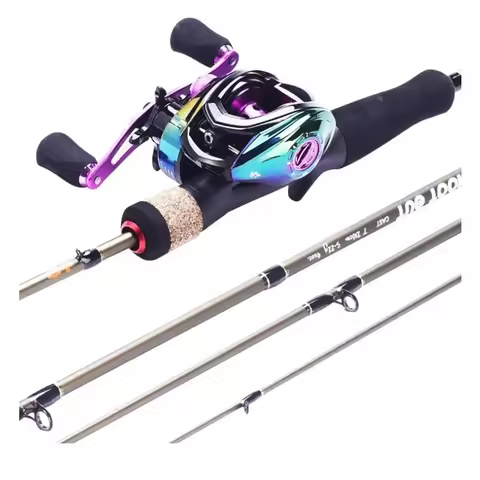 Lazy 4-section Carbon Bait Throwing Rod and Reel Set Portable Freshwater Fishing Gear for Bass Lakes