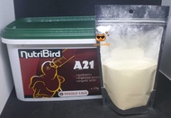อาหารนกแก้ว อาหารนกลูกป้อนสูตรสายพันธ์นกเล็ก อาหารนก Nutribird A21 (แบ่งขาย 100 กรัม) บรรจุถุงซิบอย่างดี แพคไหม่ต่อกล่อง NutriBird A21 ขนาด 100g.