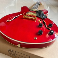 Gibson ES-335 Guitar, red hollow body jazz electric guitar, professional grade