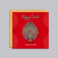 1 Pcs 5.9*5.9inch Happy diwali Card and envelope Gift Card Square Deepawali Card, Diwali Celebration