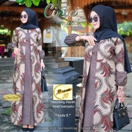 baju gamis batik wanita kombinasi polos terbaru kekinian jumbo - kobes abang xxl