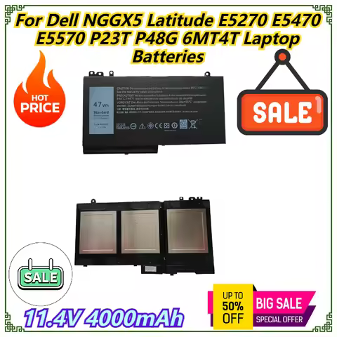 11.4V 4000mAh For Dell NGGX5 Latitude E5270 E5470 E5570 P23T P48G 6MT4T Laptop Batteries