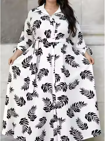 L-8XL Plus Size Clothes Dresses Women Robes 2026 Summer Autumn 3/4 Sleeve Street Style Casual 3XL 4X