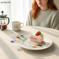 [guaguafu] Colorful Glass Coffee Spoon Creative Kitchen Dessert Cake Scoop Multipurpose Use for Fami