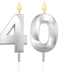 21st Birthday Candle Number 10, Black (40th, Silver)