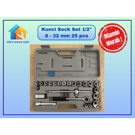 Socket Wrench Set 1/ 2 Inch 8 - 32 mm 25 pcs Socket Wrench