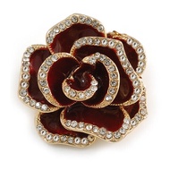 Exquisite Camellia Brooch Korean Elegant Rhinestones Flower Corsage Accessories For Women