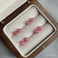 Natural Rhodolite Introduction s925 Silver Needle Ruddy Argentina Earrings Ear Jewelry Female Round 