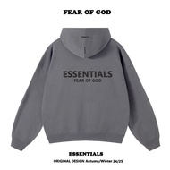 Essentials เสื้อฮู้ด เสื้อสเว็ตเชิ้ต มีกาวด้านหลัง Double Line Couples High Street หลวม แจ๊กเก็ต ฤดู