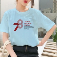 kaos baju atasan unisex tshirt 17 agustus indonesia agustusan hut ri - biru muda xl