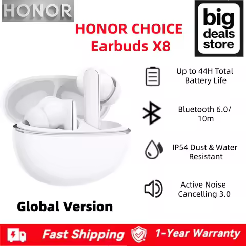 HONOR CHOICE Earbuds X8 Global Version Bluetooth 6.0 IP54 Waterproof Wireless 50dB ANC 12mm Bass Dri