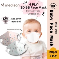 Medison 4ply 3D Baby Face Mask 20pcs/Box (3m+ to 3year old) Adjustable Earloop Individual Pack