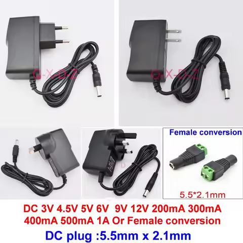 1PCS AC110-240V DC 3V 4.5V 5V 6V 9V 12V 200mA 300mA 400mA 500mA 1A Or femal conversion adapter AC / 