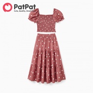 PatPat Mommy และ Me ชุดเสื้อลายจุดมีจีบและ A-Line กระโปรงหลายชั้นชุด Co-Ord