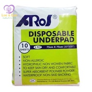 Primes Disposable Underpad 75cm x 75cm 4Ply 10 Sheets
