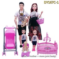 Family Of 6 Pregnant Movable Joints Dads Mom With Babies On Her Princess Doll Girl Interactive Play 