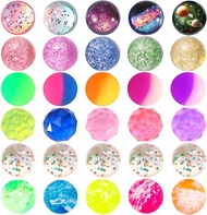 Pllieay 30 Pieces Bouncy Balls for Kids 32mm Bouncy Ball Bulk Assorted Rubber Balls with Storage Bag