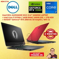 #DA171 USED DELL ALIENWARE M15 Gaming Laptop INTEL i7-9750H 16GB 240GB SSD + 1TB HDD NVIDIA RTX2060 