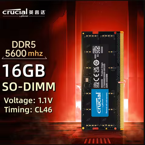 Crucial 16GB 5600mhz DDR5 SODIMM notebook memory module DDR5 262 Pin SO-DIMM voltage 1.1V CL46