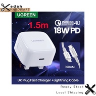 [ UGREEN Combo USB C to Lighting Cable ] iPhone 18W PD USB Fast Charger