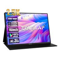 ZEUSLAP 16" 2.5K 144hz Portable Monitor 2560*1600 16:10 100%sRGB 500Cd/m²  Travel Gaming Display for