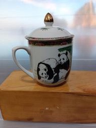 中國瑰寶熊貓 高級鎏金茶杯工藝 [中國廣彩]早期外銷瓷器 陶瓷杯 蓋杯