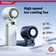 Kipas mini Ice cooler fan 6000mAh Hand fan portable (1-199)speed 90° Folded Rechargeable Mini USB Fa