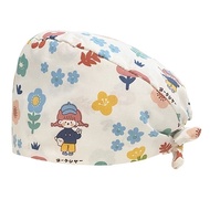 Printed Surgical Nurse Cap with Adjustable Tie, Pure Cotton Postpartum Head Wrap, Dental Chef Cloth 