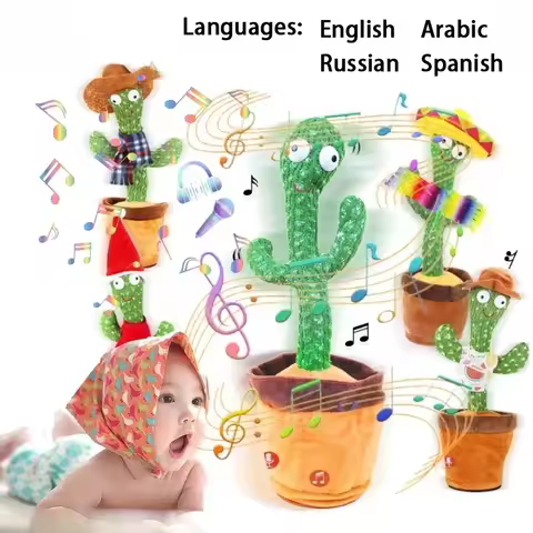 NEW HOT 1pc-Dancing Talking Cactus Toys For Baby Boys And Girls, Singing Mimicking Recording Repeati