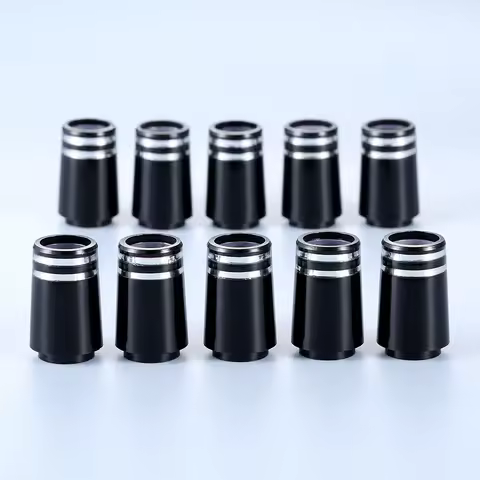 10Pcs Plastic Golf Club Ferrules Sleeve with Two Silver Ring Tips Size 0.370 for Irons Club Shafts A
