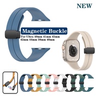 Magnetic Strap For iWatch Ultra band 44mm 45mm 49mm 40mm 41mm 42mm 38mm 45 mm Silicone Bracelet Seri