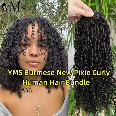 Burmese Pixie Curly Human Hair Bundles YMS 2025 New 3C4A Pixie Curls Hair Extensions Weave 100% Huma
