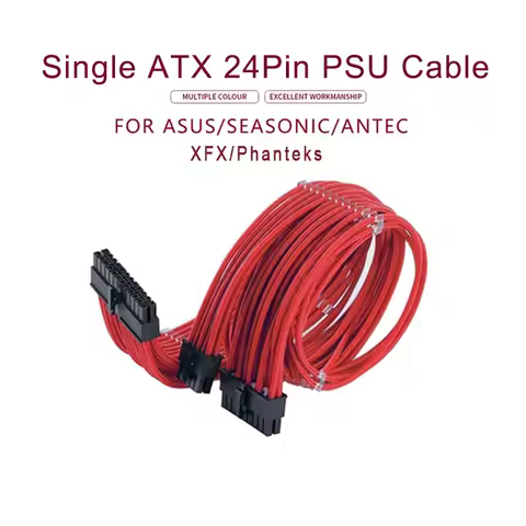 FormulaMod Fully Modular PSU Cable, 18AWG Sleeved ATX 24Pin Weaving Cables, For ASUS/Antec/Seasonic/