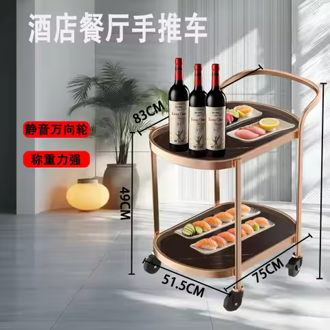 European double-decker wine truck Hotel commercial catering trolley High-grade stainless steel food 