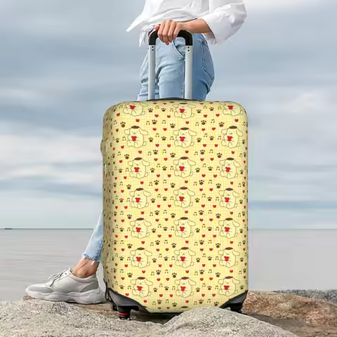 Fashion Dog Cartoon Pompompurin Repeat Patterns Luggage Cover Protector Dust Proof Travel Suitcase C