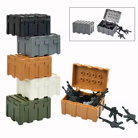 4Pcs WW2 Military Box Guns Case Bricks MOC SWAT Equipment Model Building Blocks Construction Kid Toy