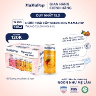 Thùng 12 lon nước trái cây sparkling MaMaPop mix 6 vị (330ml/lon)