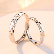 A Pair 925 Sterling Silver Open Adjustable Rings Engagement Couple Rings Deer 2In1 I Love You Rings 