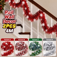 2PCS Sparkly Fluffy Snowflake Tinsel Garland 4M for Tree Wrapping Room Decor