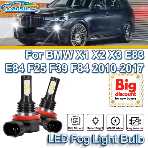 ROADSUN 2X Car LED Fog Light Ampoule Fog Lamp Bulb For BMW X1 X2 X3 E83 E84 F25 F39 F84 2010 2011 20