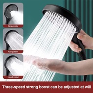 [FARYPOKT]13 CM Big Panel High Pressure Shower Head Black 3 Modes Large Flow Spray Nozzle