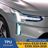 For Volvo EX30 EX40 EX90 2024-2026 Smoke Black TPU Headlight Protective Film Anti-Scratch PPF