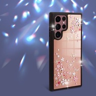 Samsung Galaxy S22全系列 軍規防摔鏡面水晶彩鑽手機殼-浪漫櫻