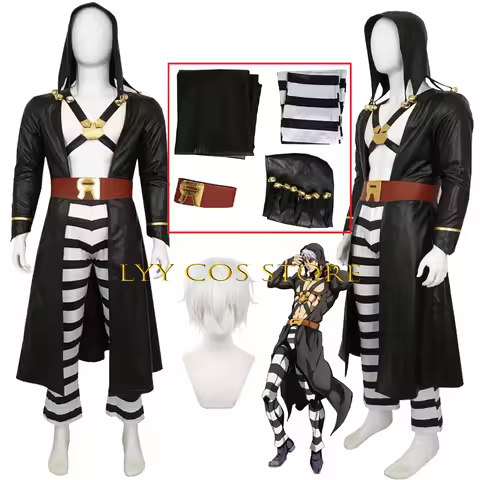 Cosplay Anime JoJo's Bizarre Adventure: Golden Wind Risotto Nero Wig Uniform Hooded Trench Pants Hal